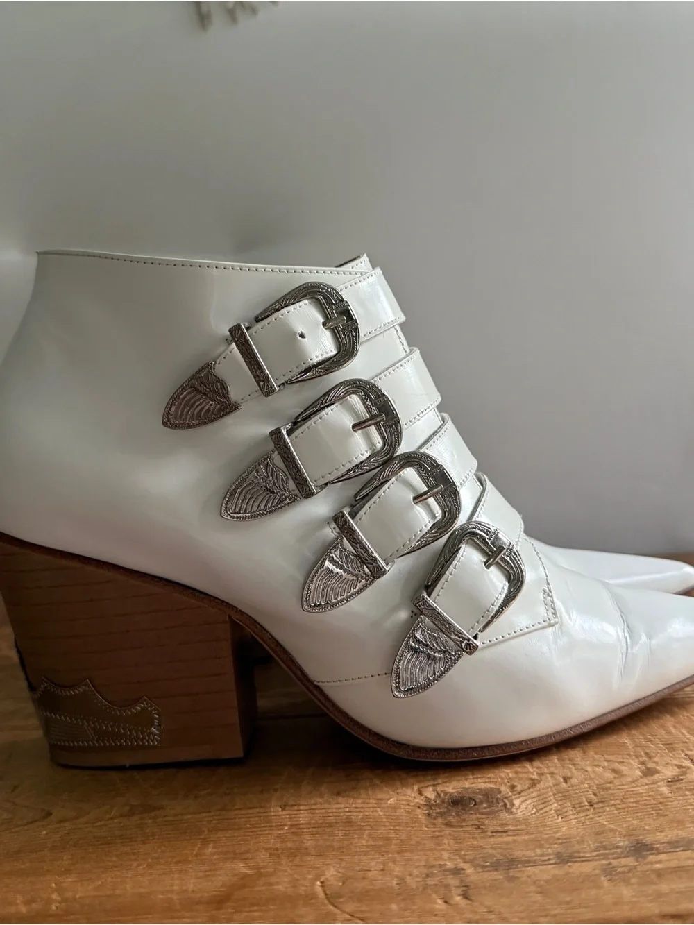 TOGA PULLA White Four Buckle Western Leather Boots EU 40